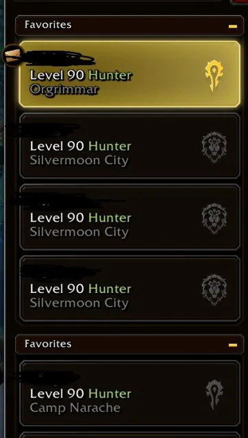 Midnight • Epic Edition | Not a real account | 5 Level 90 Hunters | 1 Hunter with ~275 items, 90 level, Pandaren, Hunter