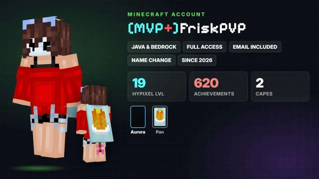👑 [MVP+] 🦸 Cloaks (2): Aurora, Pan ✅ Java & Bedrock & full access, Sale, All account data