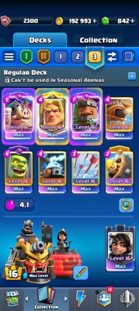 LVL 2300 | KT 16 | 121 CARDS LVL 16 | 2 CARDS LVL 15 | 42 EVO | 800 GEMS, 29 арена, 90 уровень, 14000 кубков, 123 карт, Есть