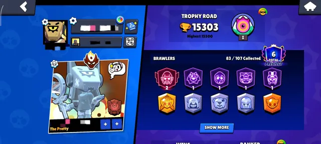 ⭐ BETA 2017 ACCOUNT 🏅 MASTER RANK ⚜️ 7-DIGIT TAG ❤️🩹, 15303 trophies, 83 brawlers, 6 primes