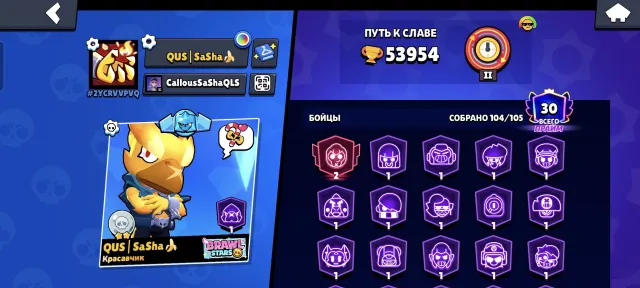 🏆53К💎104/104👑30-11 СИЛ🐻ЭДДИ ДРАККО🌕🧽ЭЛЬ ГУБКА👑КАЛАВЕРА ПАЙПЕР🔥🎨СОЕВЫЙ ДЭРРИЛ ⚡АВТОВЫДАЧА, 54000 кубков, 104 бравлеров, 30 праймов