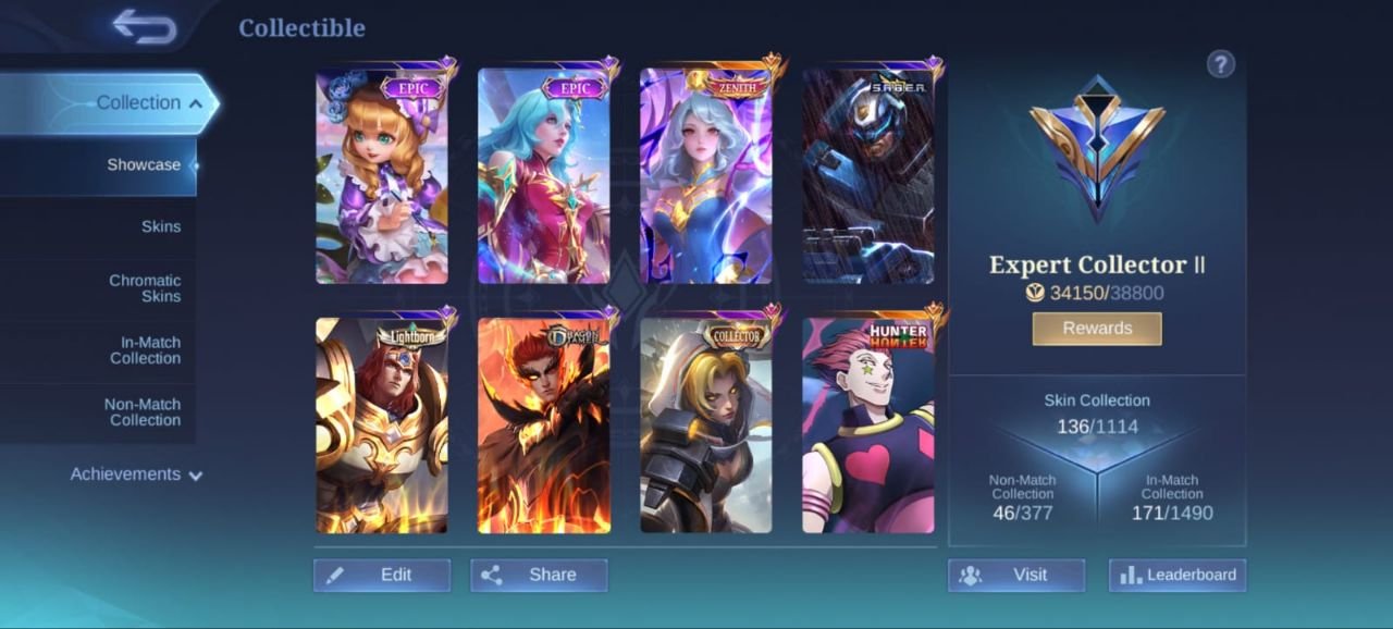 🌹Star wars argus/ Hisoka/ Coll atlas/ Aspirant funny/ Kishin angela/ Kof aurora🌹, Sale, Rank: Mythical Immortal, Level: 58, Winrate: 50%, Heroes: 50, Skins: 140