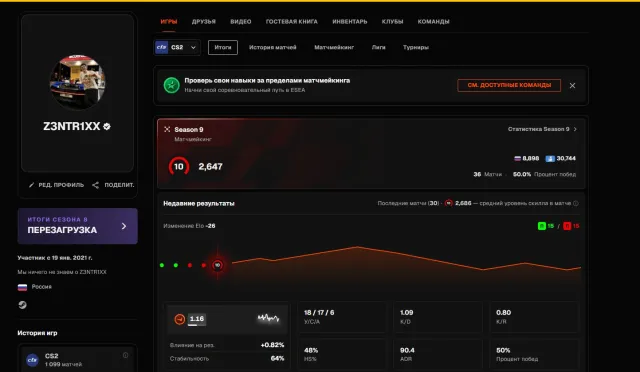 1485 MATCHES🔥2647 ELO🔥NATIVE EMAIL + CHECKS🔥, Sale, Inventory empty, No PRIME, FACEIT, 2647 ELO, Registered: Yes