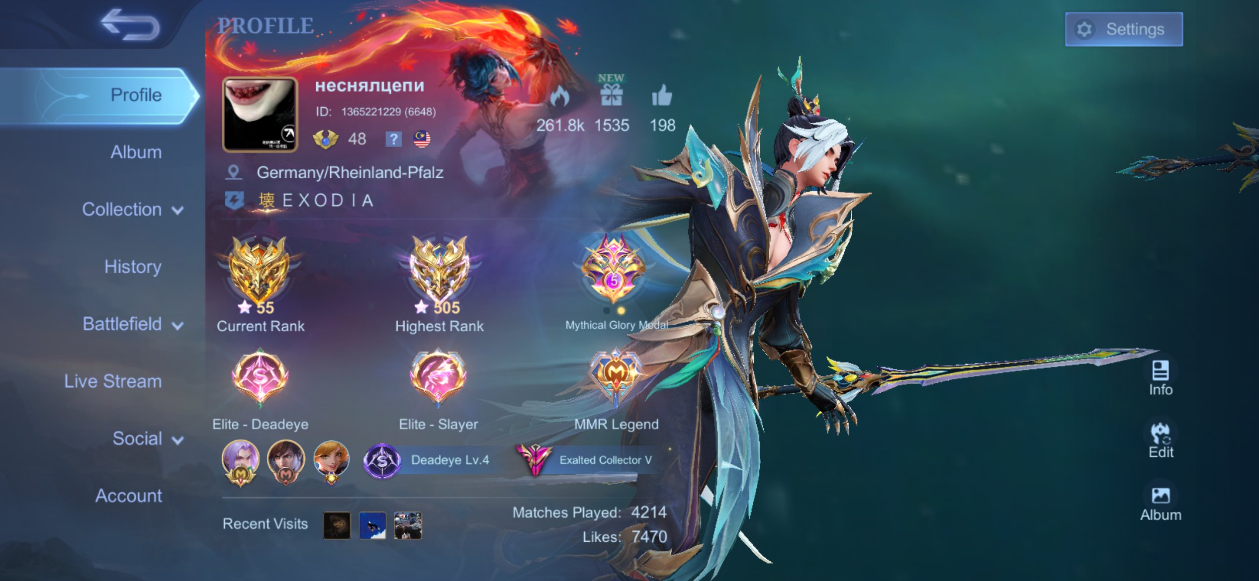 good account 505 stars for jungle main collector ling,lance, suyou, Sale, Rank: Mythical Immortal, Level: 48, Winrate: 64%, Heroes: 109, Skins: 245