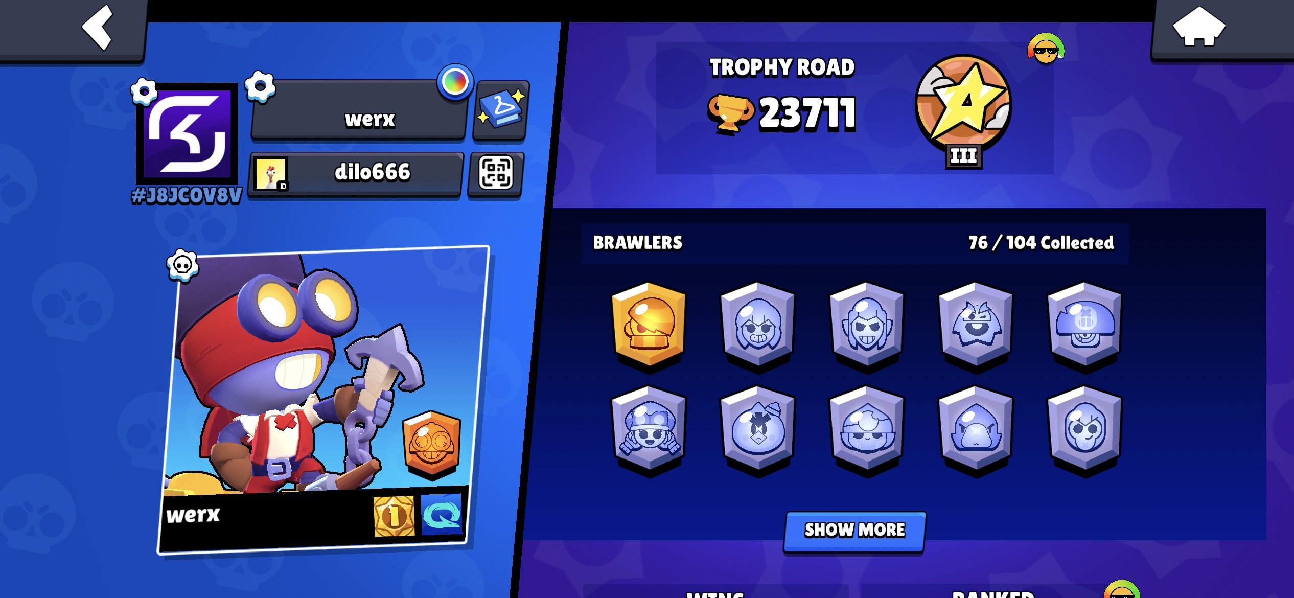💤account for beginners from the distant 2019💤, trophies 23711, brawlers 76