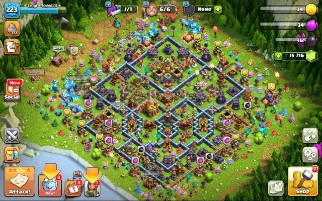 16 TH | 223 LVL | 86/95/70/70/40/1 | top equipment | 15k gems, 16 TH Home Village, 10 TH Builder Base
