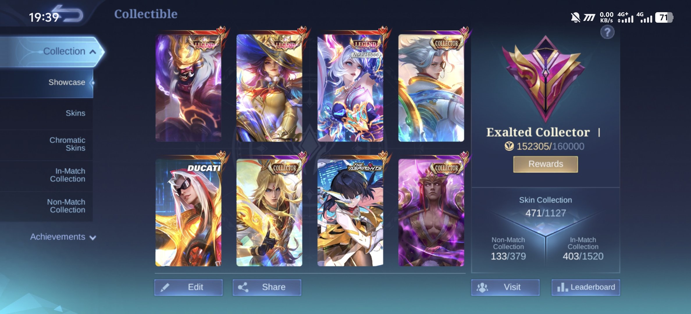 Legend: Layla • Lesley • Franco • Claude Sanrio • Ruby Aspirants • Leomord Ducati, Sale, Rank: Legend, Level: 136, Winrate: 49%, Heroes: 132, Skins: 471