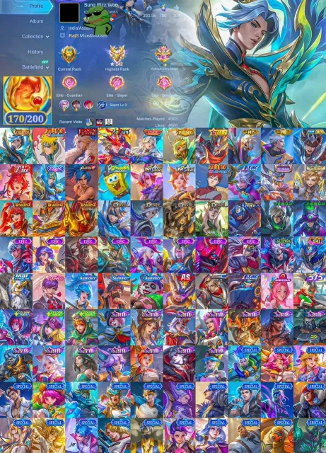 🔥170 Legendary Coins🔥Selena Zenith 🌟Ling Collector🐉Neobeast🦁Lancelot Kishin⚔️Gusion Minato 🌊, Продажа, Ранг: Мифический Бессмертный, Уровень: 48, Процент побед: 70%, Герои: 99, Облики: 207