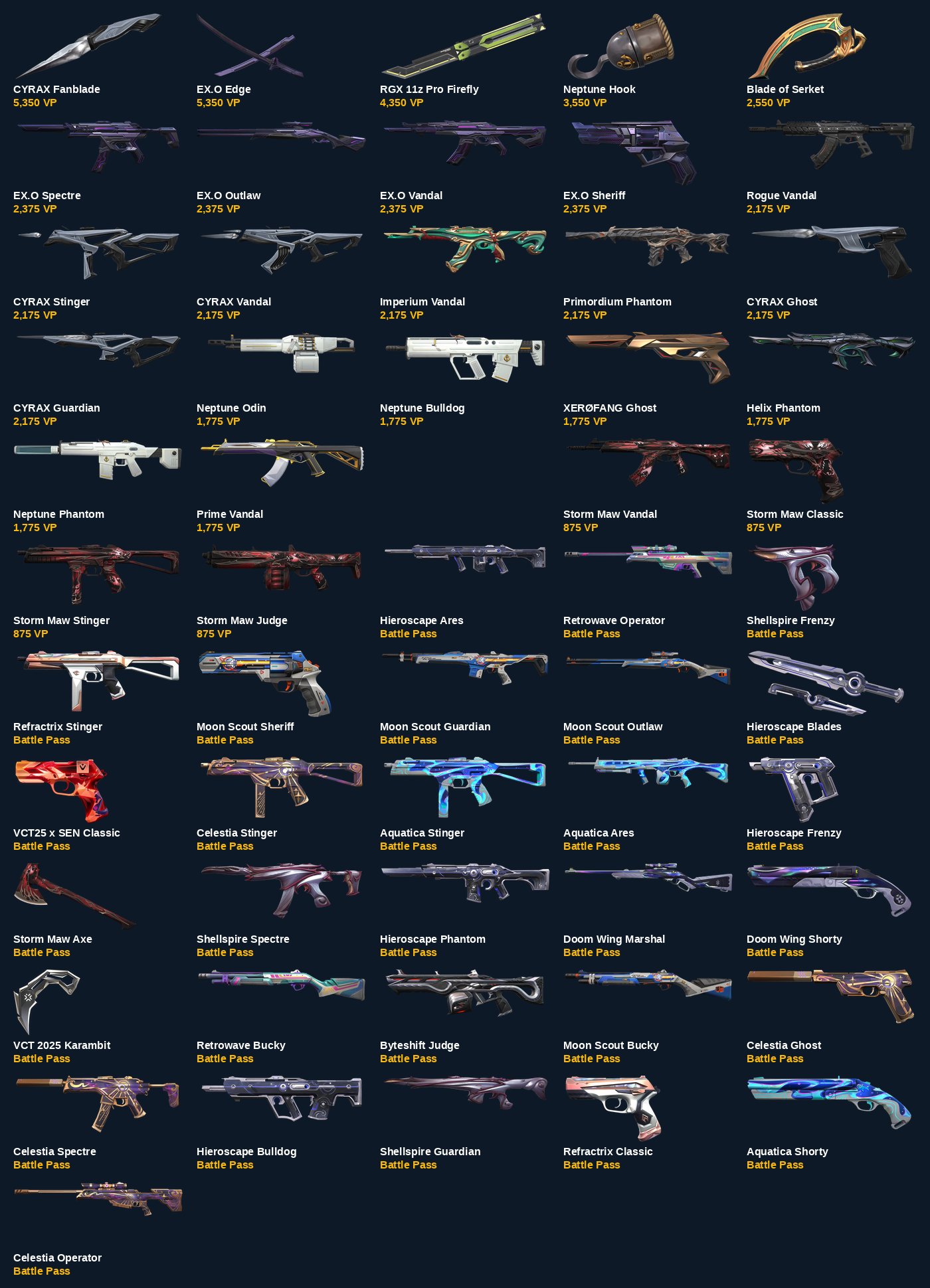 VE196 EU EU | 56 skins+8 knives | EX.O Edge+VCT 2025 Karambit+EX.O Vandal+CYRAX Vandal, Sale, Bronze 2, Agents: 23, Skins: 56