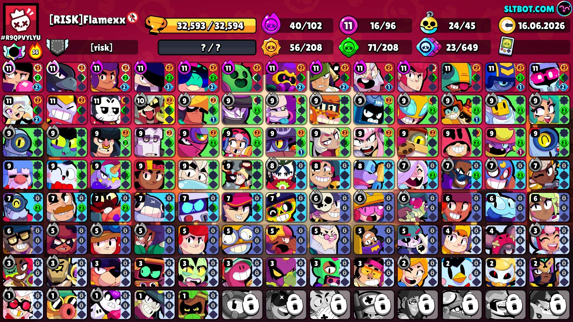 🏆30500 CUPS🏆🛐ACK 2023🛐🟡17 - 11 FORCES🟡👅93 - FIGHTER👅🌑12 PRIMES🌑〽️AUTO DELIVERY〽️, trophies 32500, brawlers 98, primes 12