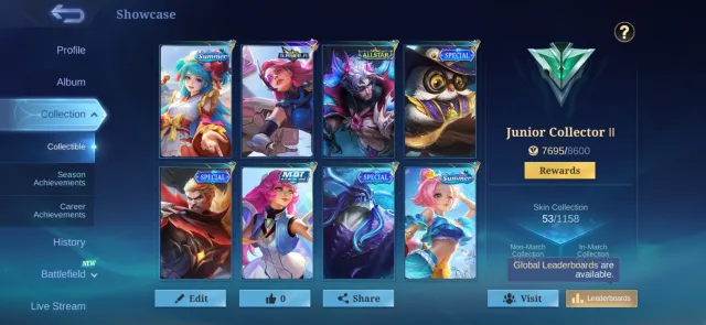 Girly / Support Main, High winrate, 62 Stars Current Season, Immortal 154 Stars Highest.