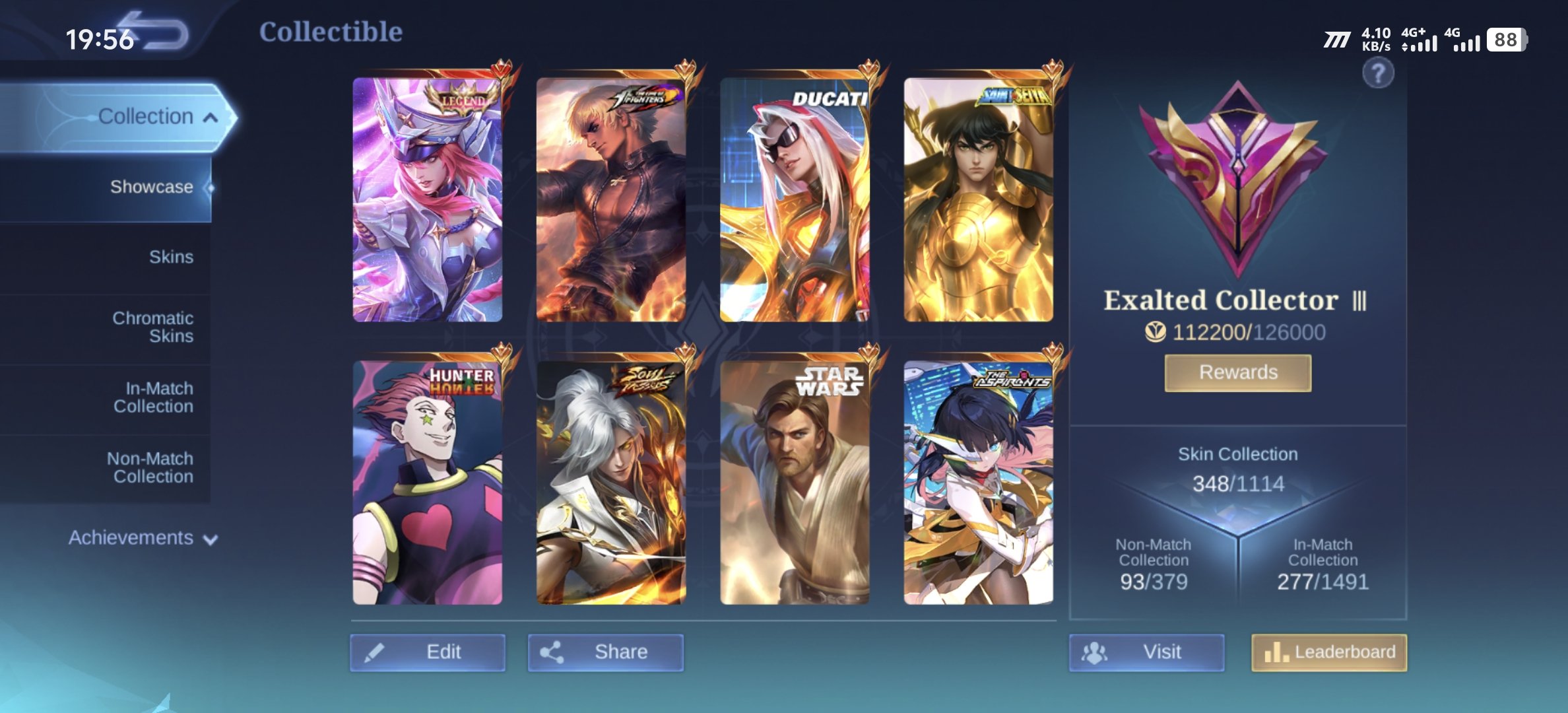 Freya Legend • Alucard Star Wars • Gusion KOF • Aamon Soul Vessels, Sale, Rank: Epic, Level: 84, Winrate: 51%, Heroes: 132, Skins: 348