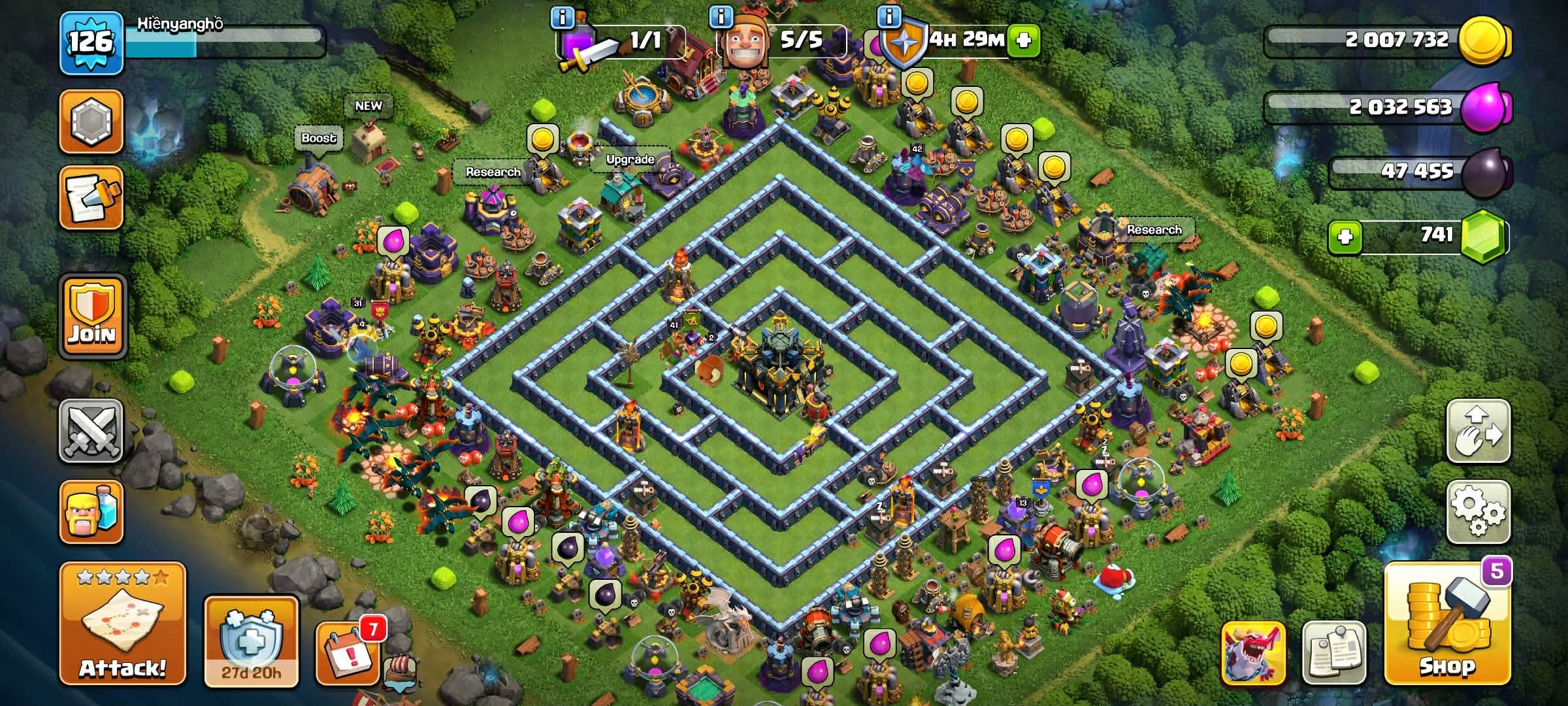 TH 17 ✅HERO: 31/41/42/20/13❤️Dragon Statue🔥Change Name Available🌟Good Equipment❤️[FAST DELIVERY], 17 TH