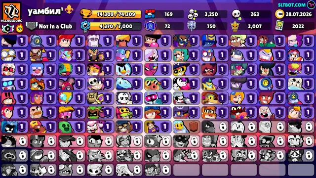 🏆74.3K Trophies🏆✅Instant Delivery✅💎175 Gems💎🌈24K Bling⭐34K Coins⭐, trophies 74309, brawlers 73, primes 72