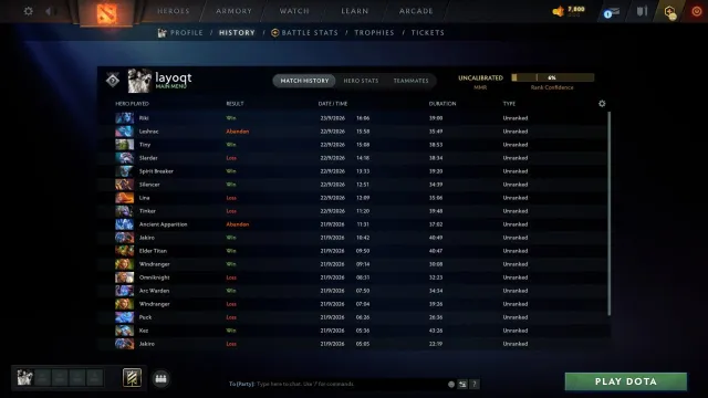 🕯⚜️【𝐋𝐚𝐲𝐨𝐐𝐭】⚜️🕯 🖤 Je vends un compte | ⚔️ 3345 MMR | 🖤 Honnêteté 9797🦇, Vente, 3345 MMR, 9797 d'honnêteté, 9797 de politesse, 163 matchs