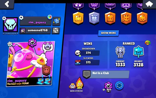 🌹!FAT ACC!🌹, trophies 10000, brawlers 74, primes 5