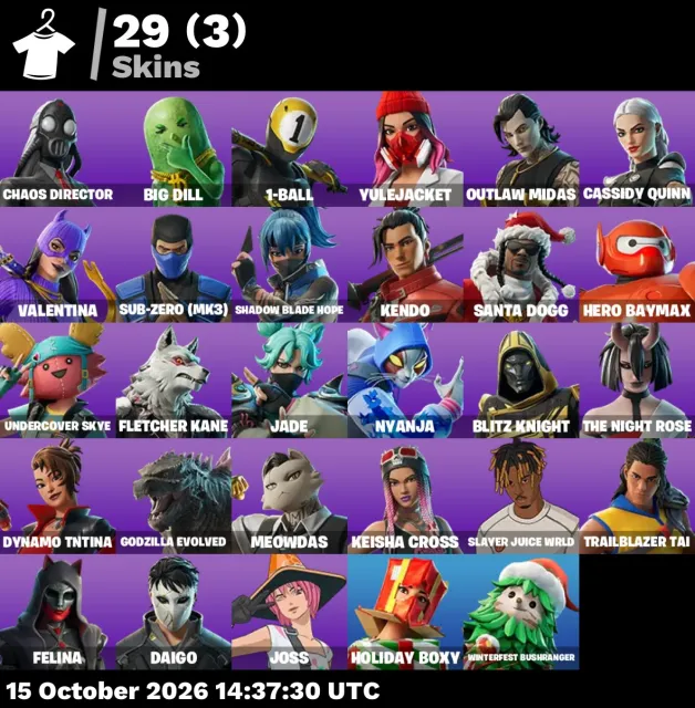 🚀 【FORTNITE】 ✨ Chaos Director, Big Dill, 1-Ball, Yulejacket ✨ 29 skins | 714 lvl | 150 V-Bucks, Sale, skins 29