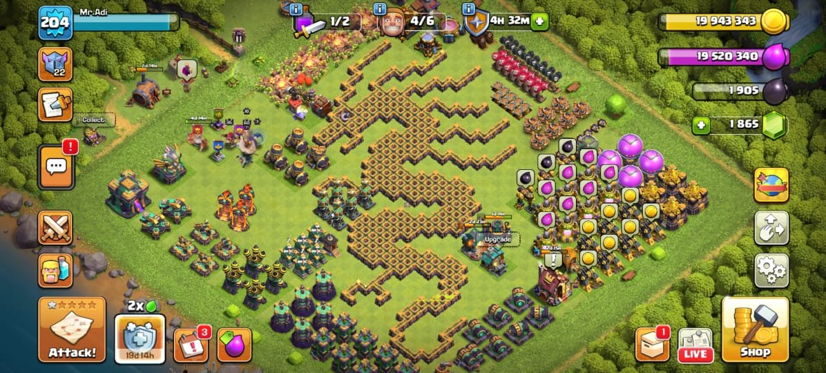 🟥⬛🛑Th 14 NEAR MAX🛑⚫XP 205🛑⚫Heroes Level-K80/Q85/MP50/W60/RC30🛑⚫Gems 1870🛑⚫With Gmail🛑⚫Full Access, 14 TH Main Village, 10 TH Builder