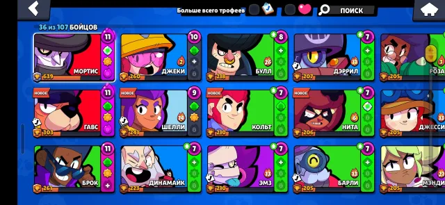 account in brawl stars with brawl pass plus, 4500 trophies, 36 brawlers