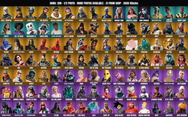 [PC/PSN/XBOX] 208 skins 🔥3650 VB🔥Squelette🔥Merry Mint Axe🔥Tueur de l'âme🔥Reconnaissance de défaite🔥Raider's, Vente, skins 208