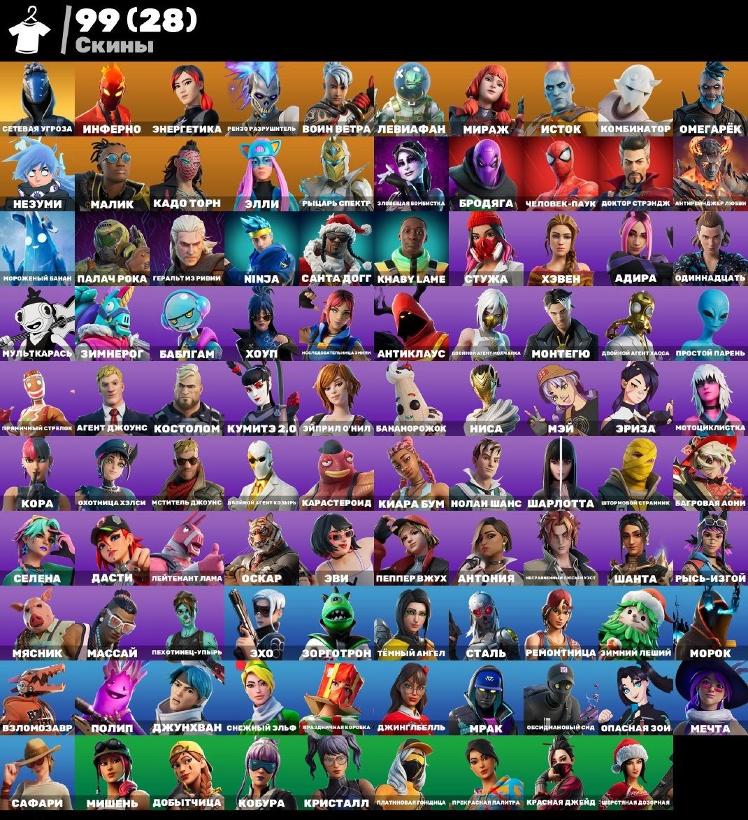 99 SKINS FULL ACCESS MAIL CHANGE 💜Network threat💜Energy💜Renzo the Destroyer💜Leviathan💜Nezumi, Sale, skins 99