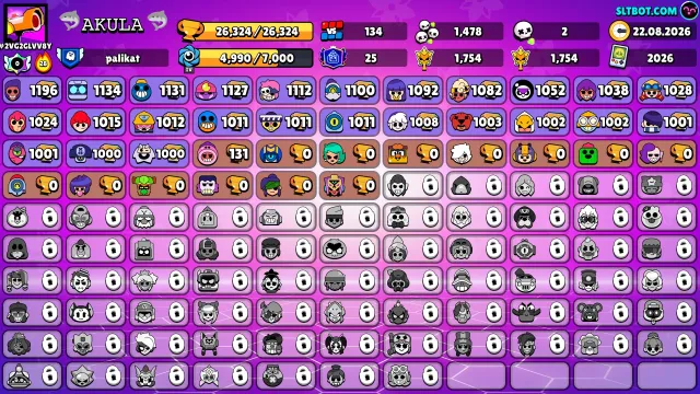 🦈 BRAWL STARS | 26K🏆 | 25+ PRIME 🔥 | 8-BIT 1000🏆 ON 1 POWER 😳 | MANY SKINS | PERSONAL ACCOUNT, 26324 trophies, 39 brawlers, 25 primes
