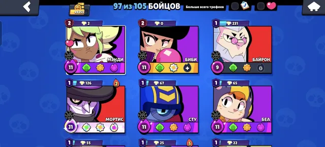 Brawl Stars Account, 43153 trophies, 97 brawlers, 26 primes