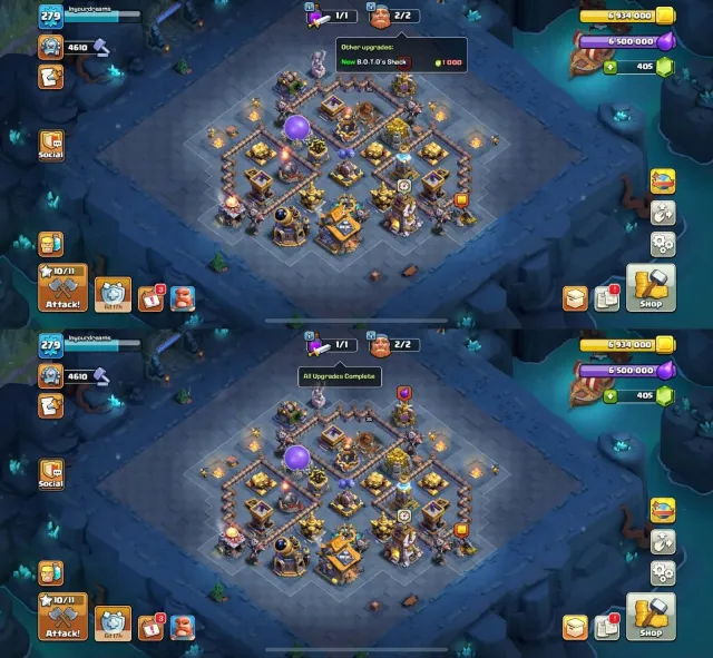 TH18➤Both Sides Max➤6 Heroes Max➤16 Epics Near Max➤70% Shop Discount➤Craft Left, 18 TH Родной Деревни, 10 TH Строителя