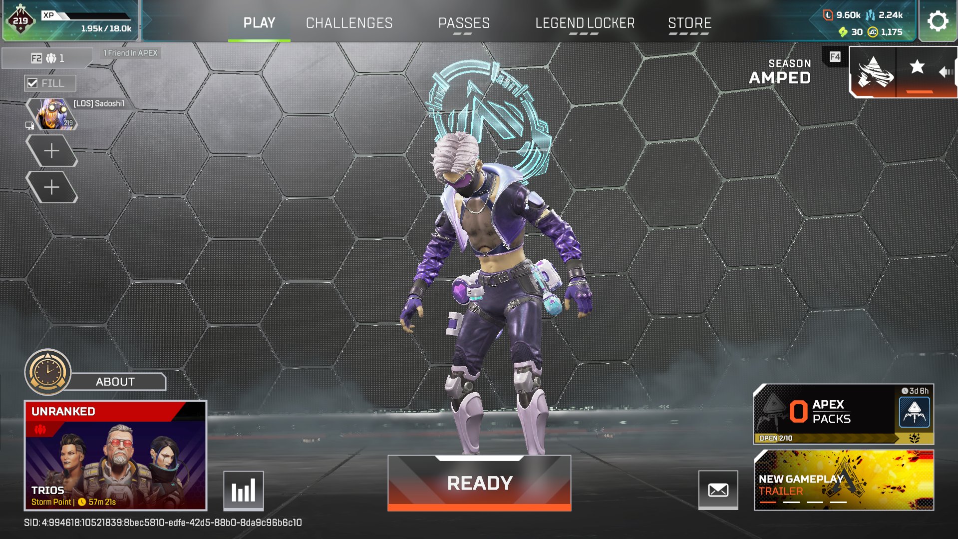 🎮 Very fat APEX account 🎮, Platinum, 219 level, Relic: Yes
