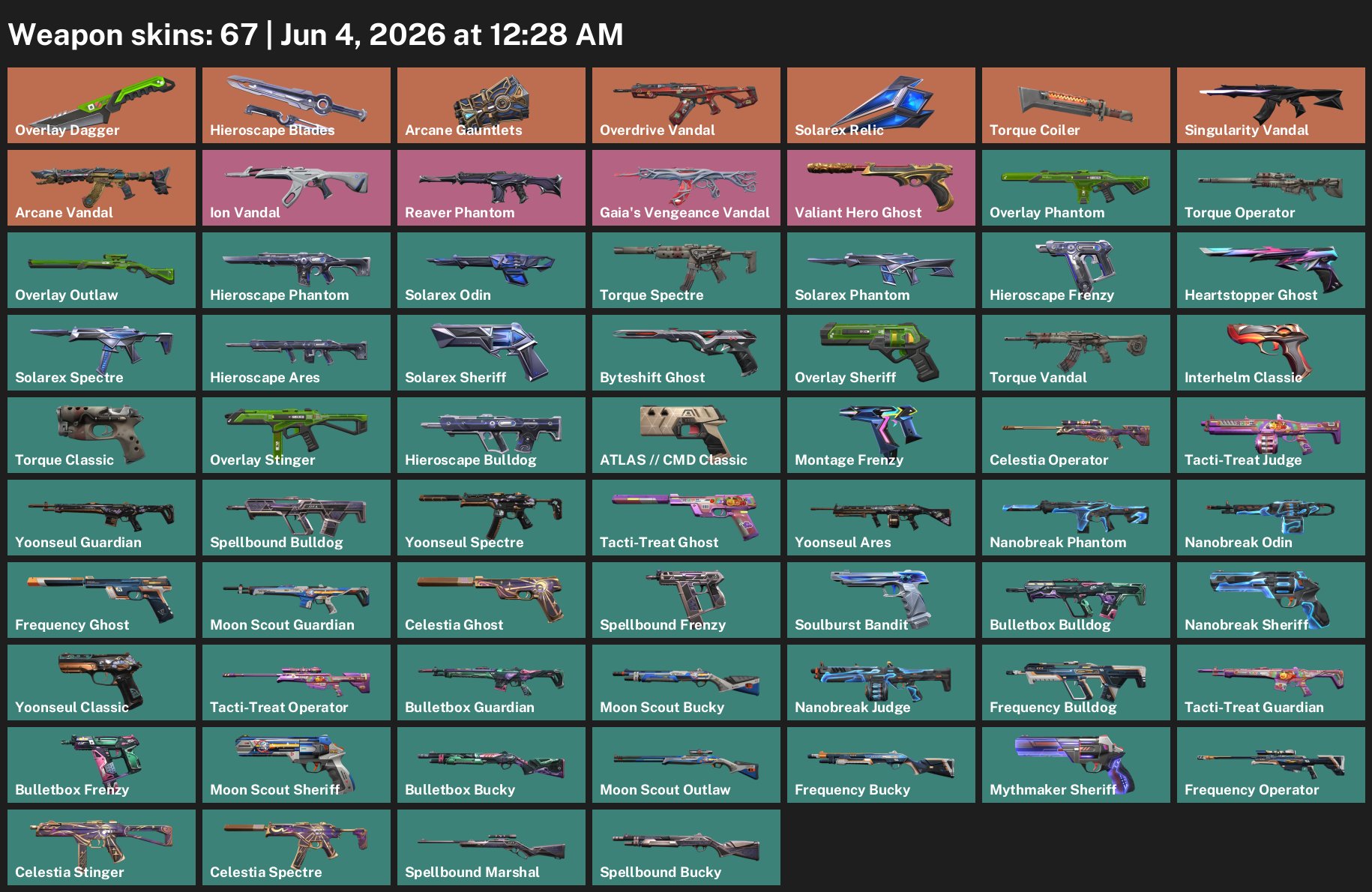💙 ✨| Overlay Dagger🌿Arcane Gauntlets🌿Overdrive Vandal🌿Gaia's Vengeance Vandal and More! |✨ 💙, Sale, Ranked unlocked, Agents: 24, Skins: 67