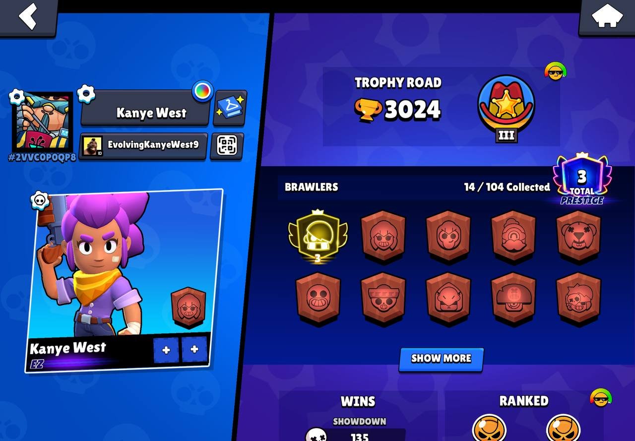 THIRD PRIME ON EDGAR💚THE REST IS A BONUS💛THE BEST START💚LOTS OF RESOURCES💛3 PRIME, trophies 3024, brawlers 14, primes 3