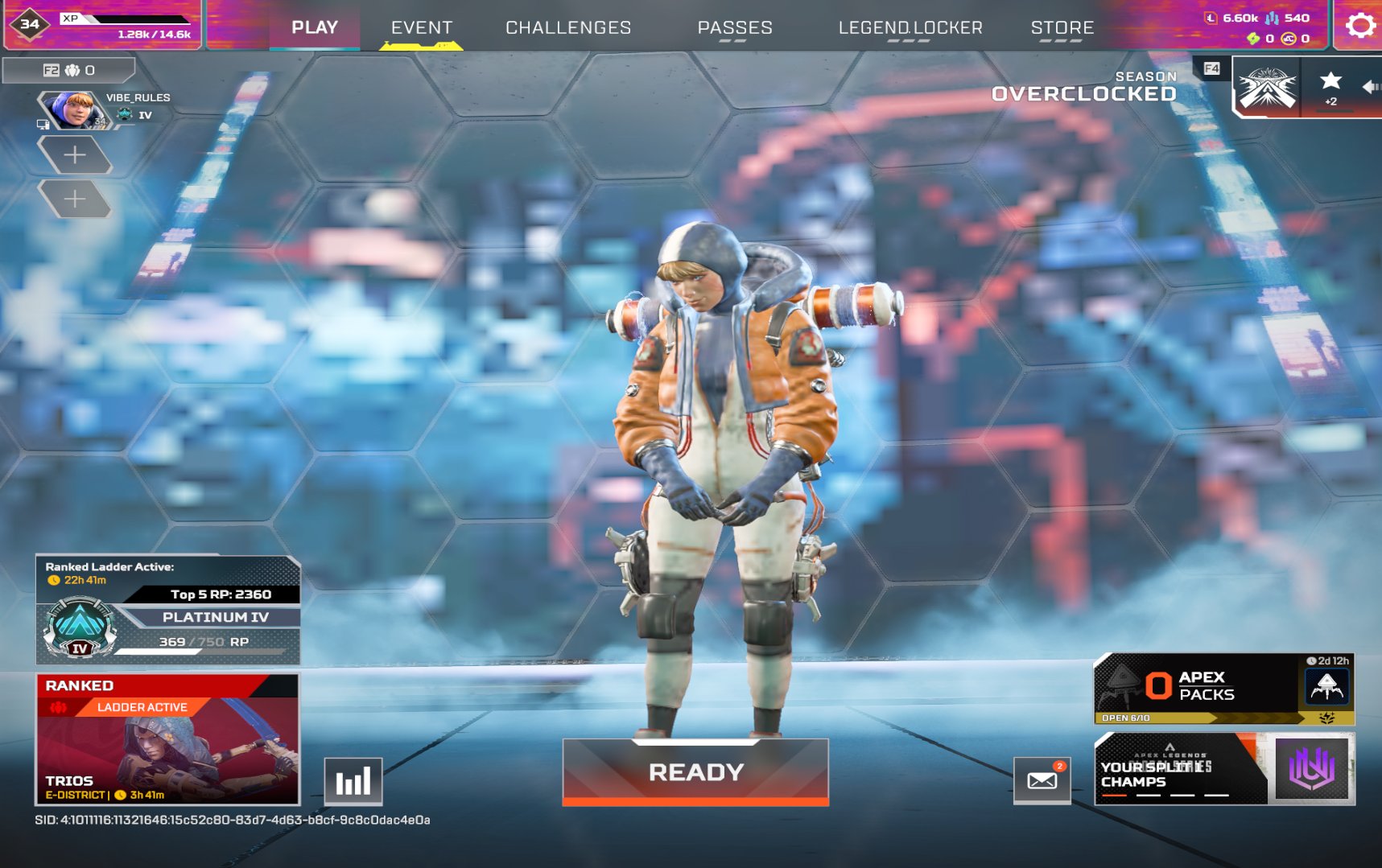 Platinum 4 Season 29 in second split, Platinum, 34 level, Relic: No