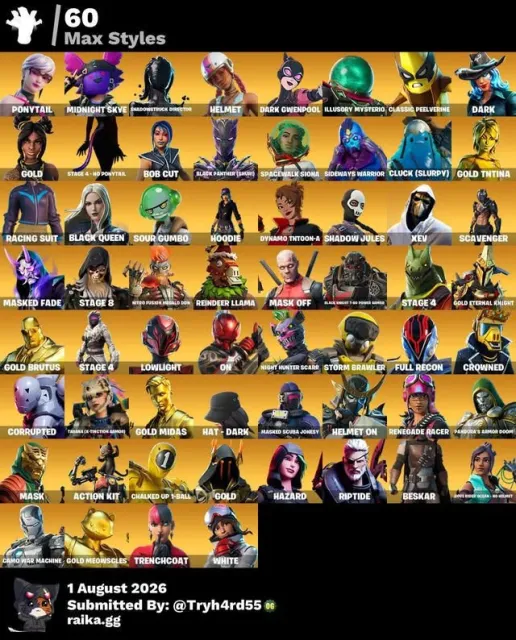 Account is old. Good exclusive skins, and pickaxes. OG STW. E-mail is changeable, Sale, skins 175