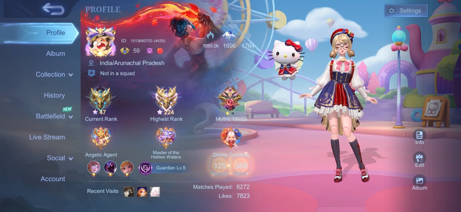 Girly id 200⭐ flo & ang semi set mega collector 5 available for sell!!, Sale, Rank: Epic, Level: 59, Winrate: 53%, Heroes: 128, Skins: 389