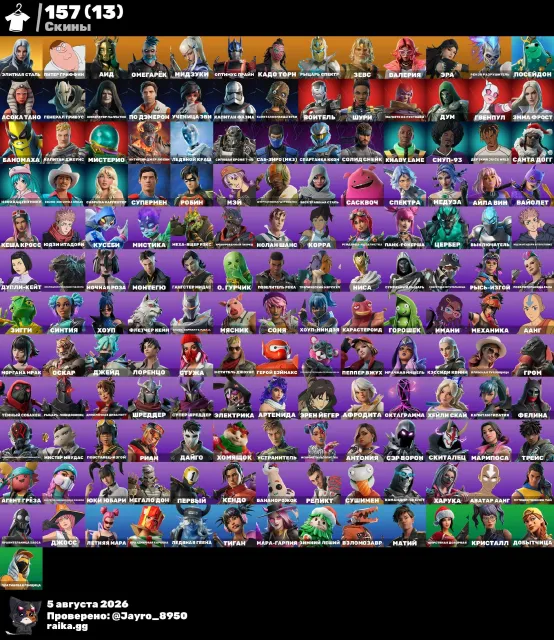A VERY FAT ACCOUNT, Sale, skins 157