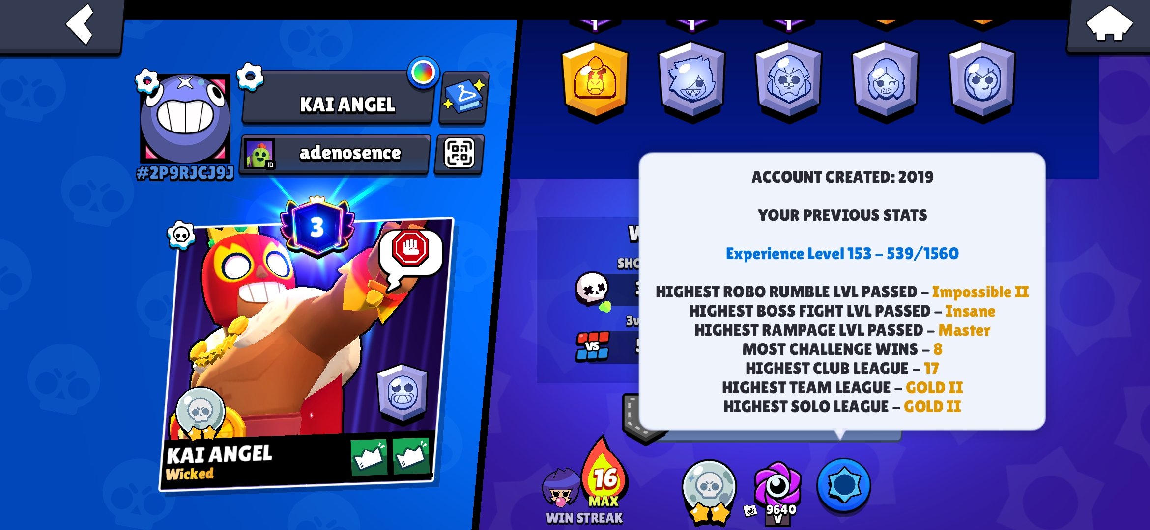 🏆36759🏆【🎴 103 FIGHTERS (13 LEG+KAJE+SIRIUS) 🎴】【😎 OLD ACC 2019😎】【⚡27-11 POWER (23 HYPER)⚡】, trophies 36759, brawlers 103, primes 3