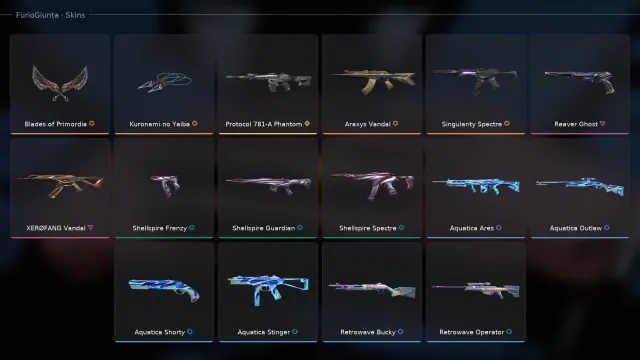 💿 𝟐𝟒𝐊 𝐕𝐏 | 𝟐 Knife | Kuronami no Yaiba ― Phantom Protocol 781-A ― Vandal Araxis, XERØFANG, Sale, Ranked unlocked, Agents: 4, Skins: 16