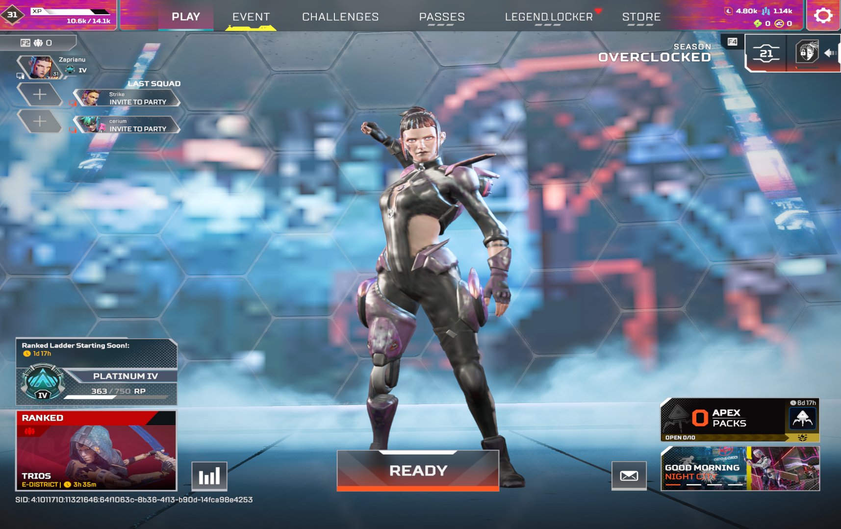 Platinum 4 Season 29 in second split, Platinum, 31 level, Relic: No