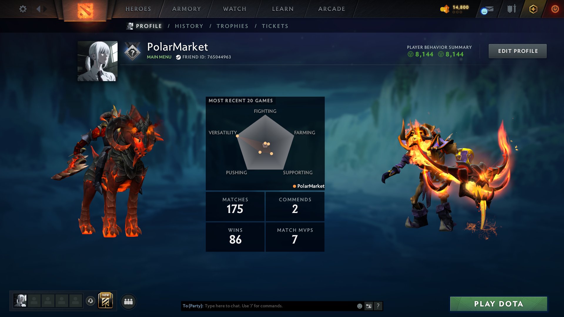 🔹CALIBRATION ✦︎ RANKED UNLOCKED ✦︎ 40+ SKINS🔹, Sale, 8144 Behavior score, 8144 вежливости, 175 games