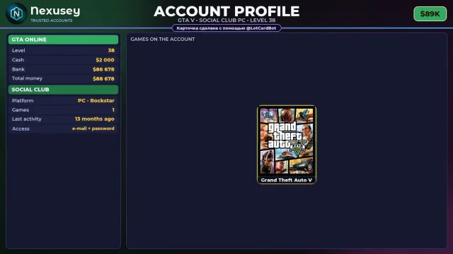 🚀 【SOCIAL CLUB】 ✨ ПОЛНЫЙ ДОСТУП | ПОДХОДИТ ДЛЯ ONLINE/RP | УРОВЕНЬ 38 ✨ $89K #4DWDFW, Продажа