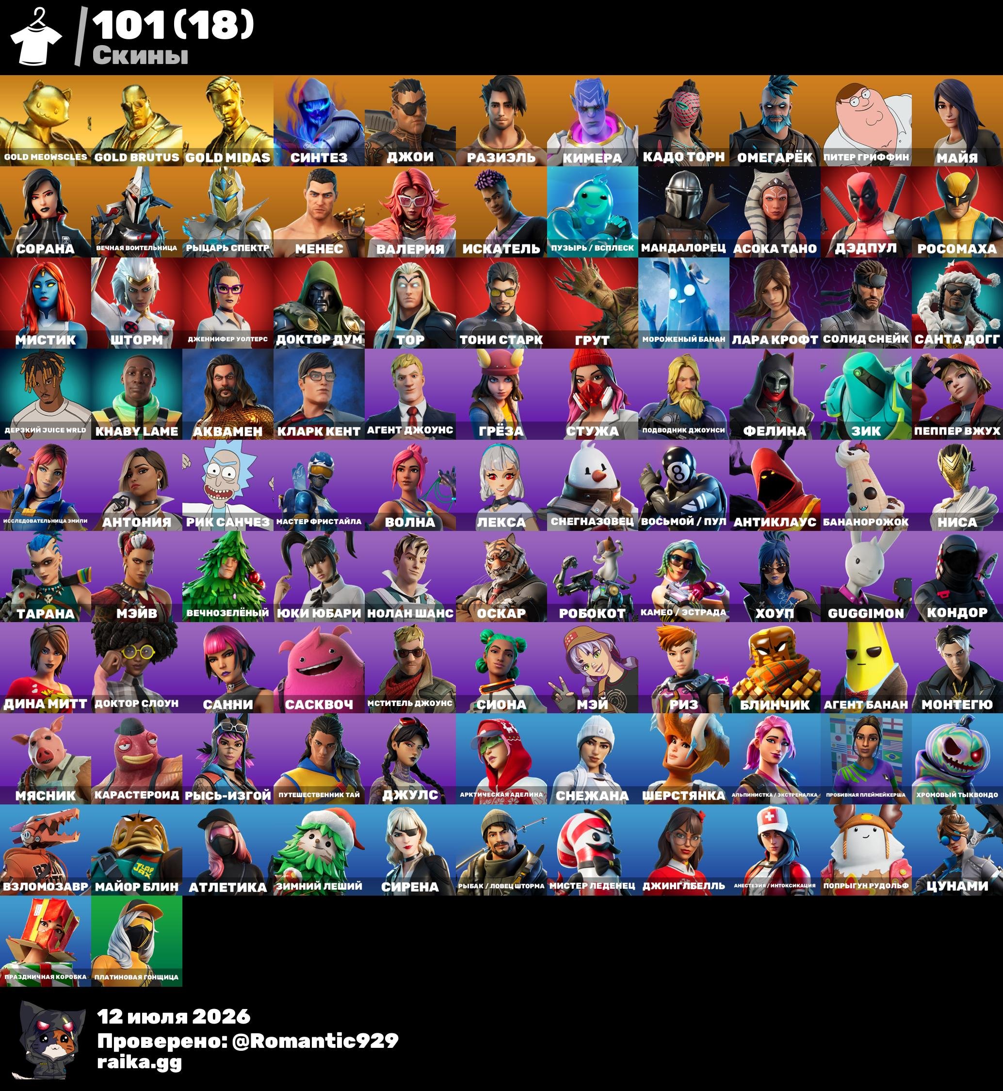 Account Fortnite, Sale, skins 103