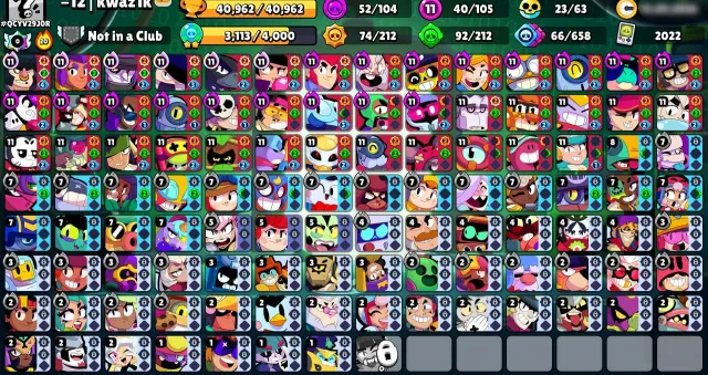 😍BP SKINS💎🏆40962 CUPS🏆🥊105/106 BRAWLERS🥊🌈253 SKINS ≈24K GEMS🔥✅40 11x POWER✅