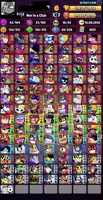 🔥 BRAWL STARS | 71500🏆 | 2021 ACCOUNT | 337 SKINS | 10+ BP 🔥, 72000 trophies, 105 brawlers, 41 primes