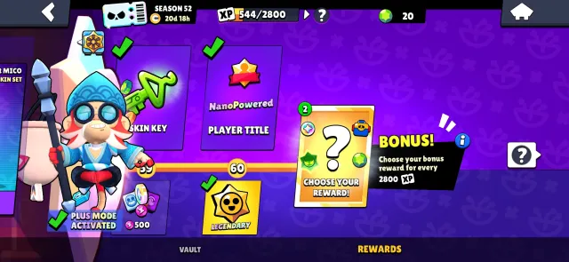Selling a Brawl account with a purchased BRAWL PASS (43,000 Trophies, 33 Primes) with royale, trophies 43230, brawlers 100, primes 33