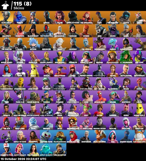 🚀 【FORTNITE】 ✨ Lara Croft, Take The L, Elite Agent, Omega ✨ 115 skins | 1903 lvl | 600 V-Bucks, Sale, skins 115