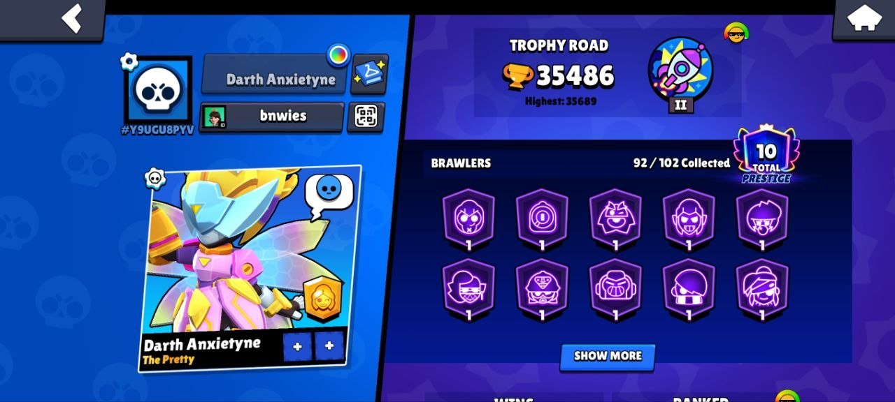 35K 10 PRIME 0 BP 92 103 28 PERSONS 11 POWER 52 WITH HYPER, trophies 35486, brawlers 92, primes 10