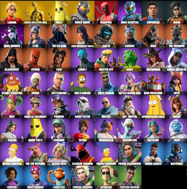 🔥FORTNITE ACCOUNT 🔥 EMAIL CHANGE 🔥REAPER🔥MIDAS🔥LAGUNA🔥62 SKINS 🔥65 PICKAXES 🔥, Sale, skins 62
