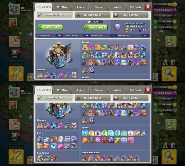 Th18➤Legend 3➤16k+ gems➤6 Hero max➤Profile Very Good➤Helper Hut Max 3x➤10 epic max, 18 TH Родной Деревни, 10 TH Строителя