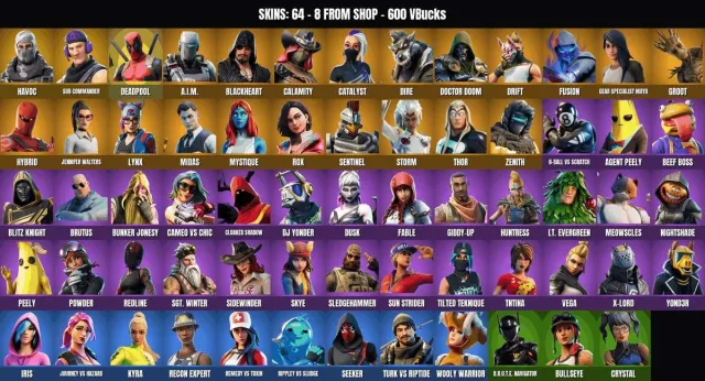 [PC/XBOX] 64 skins🔥Devastator🔥Deputy Commander🔥Snow Sniper🔥B.o.t.🔥Dark, Sale, skins 64