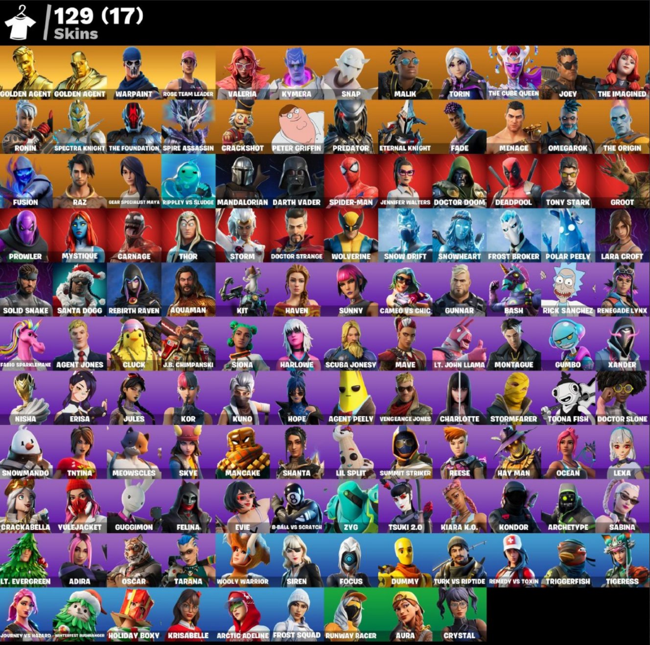 [PC] ⭐ 129 SKINS ⭐ MAIL CHANGE ⭐ 100 VB | OG STW | Leviathan Axe | Gold Midas | Gold Brutus ⭐, Sale, skins 129